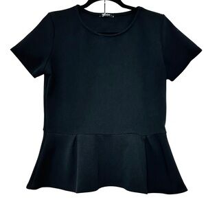 Ssoulm Black Peplum Short Sleeve Top – Women’s Sz Large